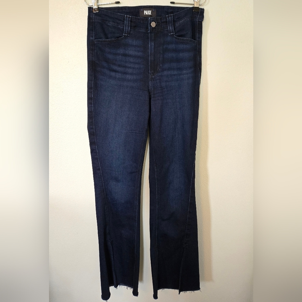 PAIGE Dark Blue Flare & Wide Leg Jeans